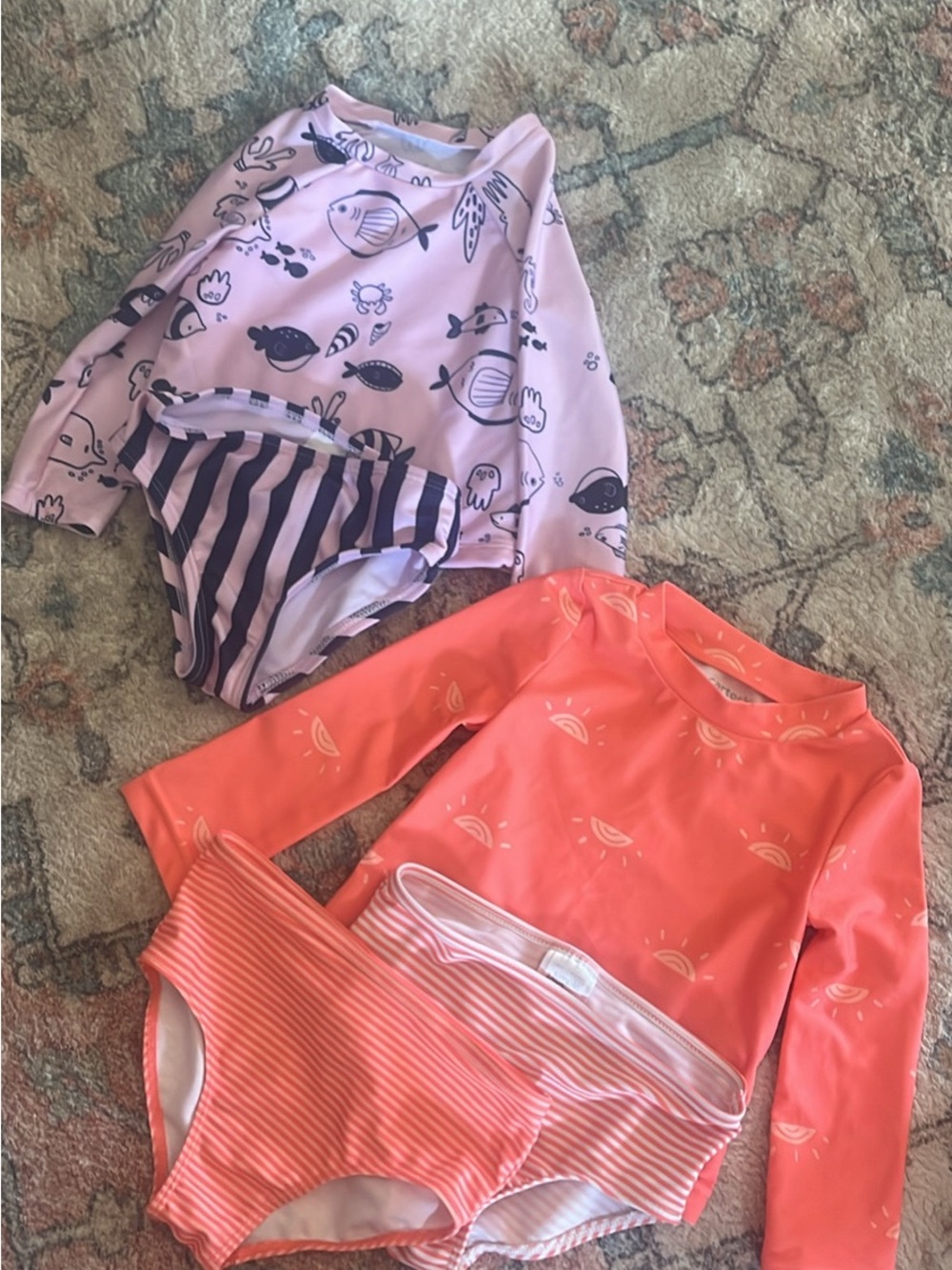 Kids Long Sleeve Swim Set - Pink & Coral
